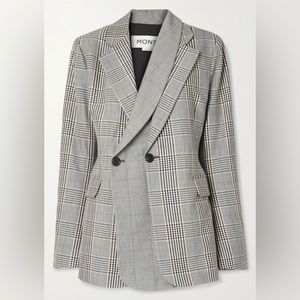 MONSE Layered Double-Breasted Prince of Wales Checked Wool-Blend Blazer